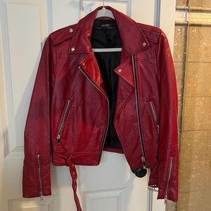 Red leather jacket Zara
